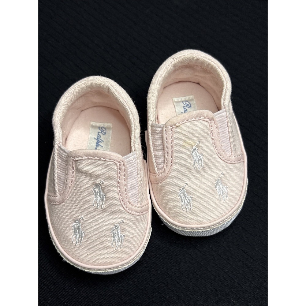 Ralph Lauren Baby Girls Sz 1 Soft Sole Pink Shoes EUC